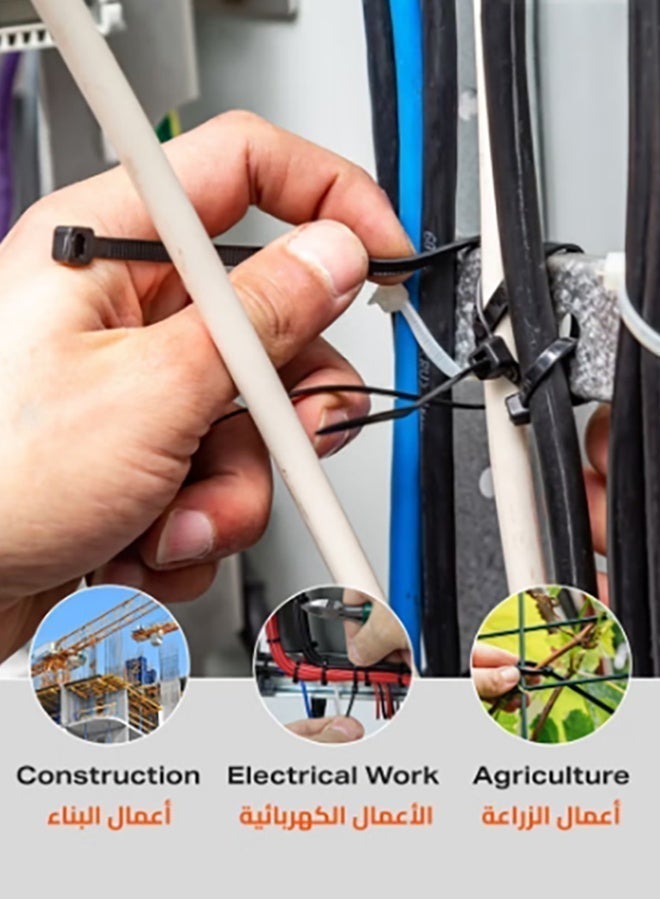 100pcs Heavy-duty Self-locking Nylon Cable Ties - Multi-purpose Plastic Cable Ties for auto repair, office, and outdoor use, including storage racks, auto repair accessories, multi-functional design, nylon cable ties Multi - purpose plastic cable tie buckle tool for daily car repair - Image 3